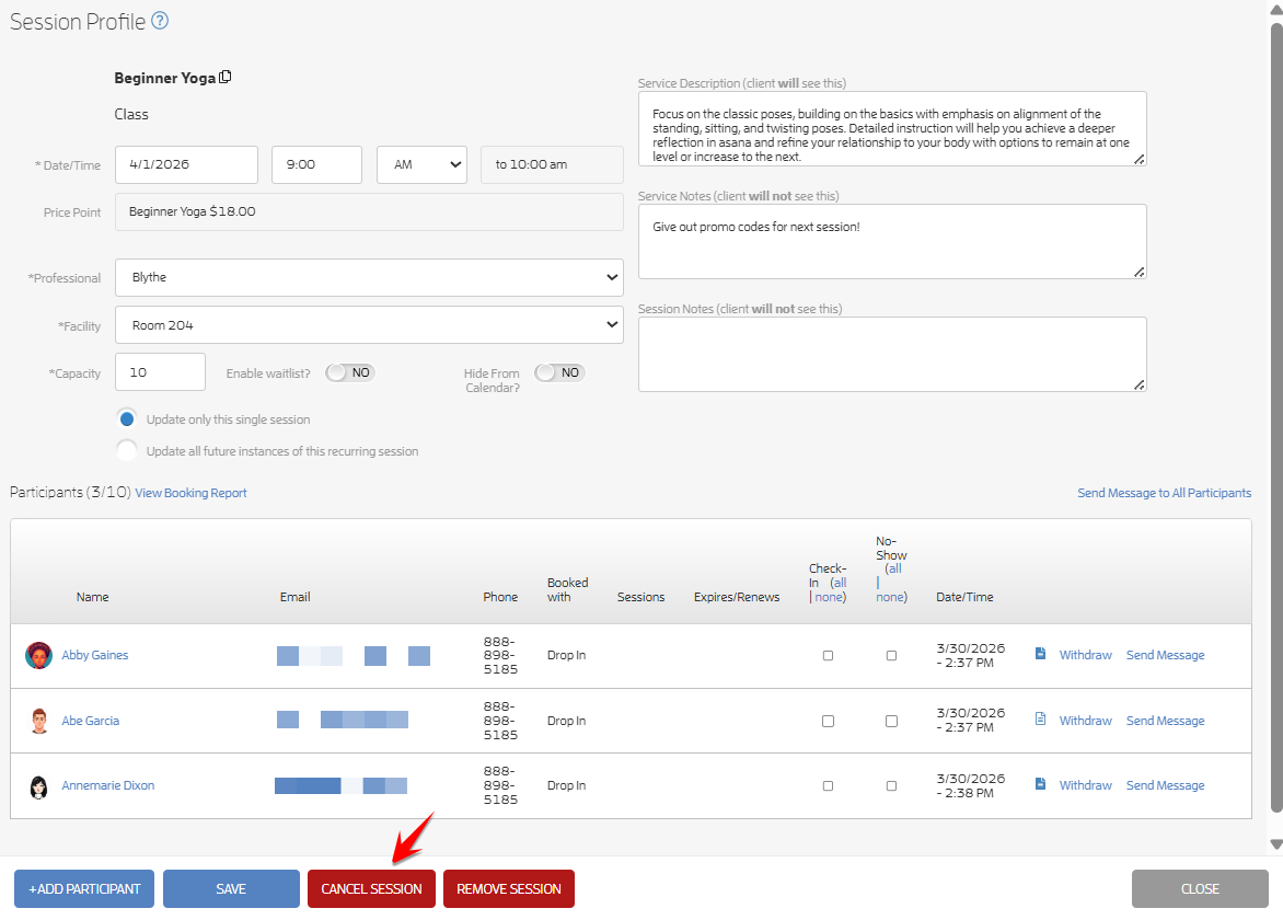 How to Add a Custom Message During Session Cancellation? — screenshot 2