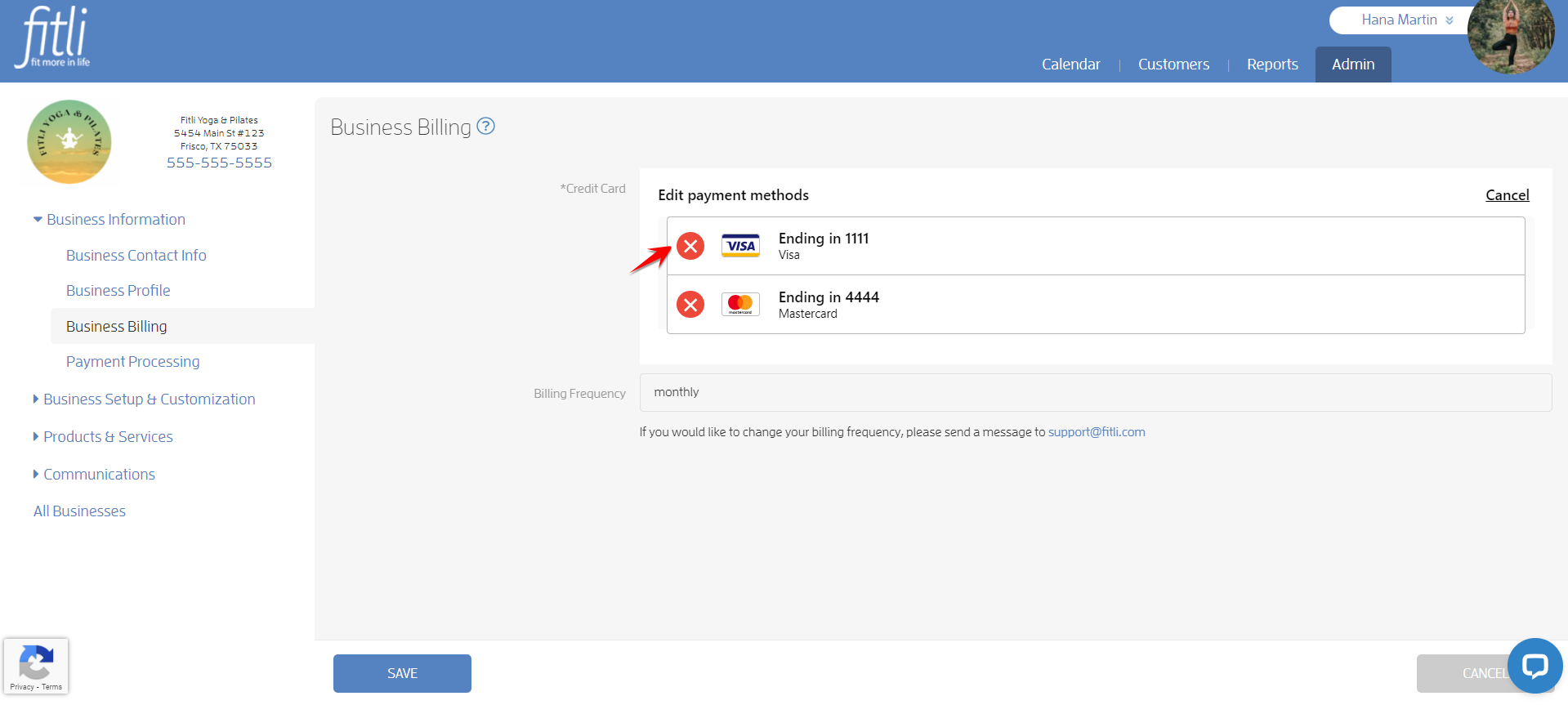 How do I update my business credit card on file with Fitli? — screenshot 7