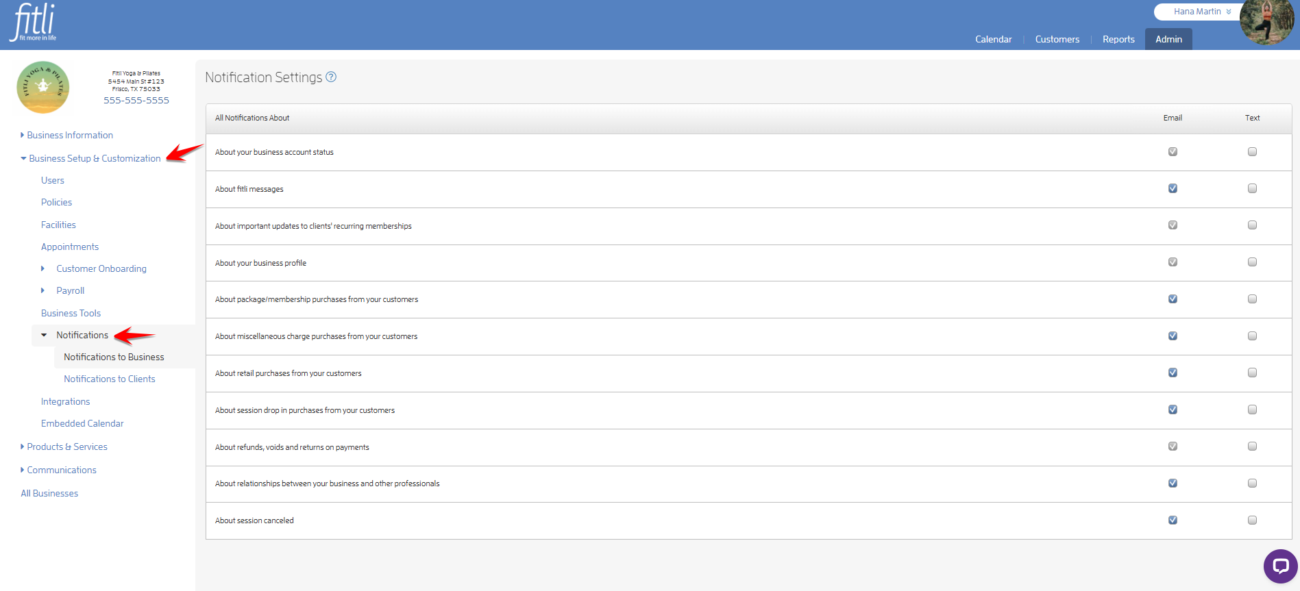 Notifications to Business: Control What Business Notifications you Want to Receive — screenshot 2