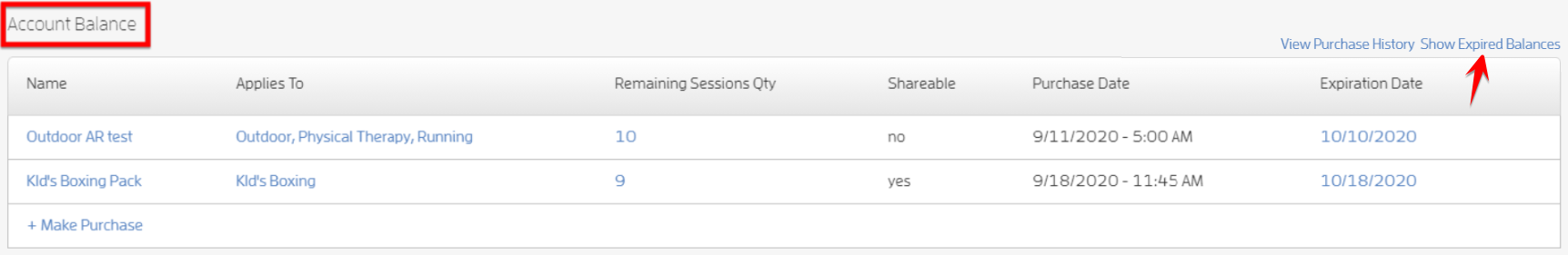 Set a fixed Expiration Date for your client's package/sessions — screenshot 2