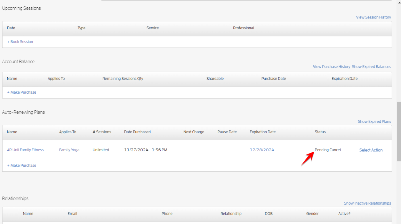 Allow your Clients to Cancel their Auto-Renewing Package/Membership — screenshot 18