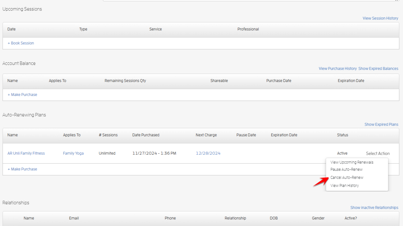 Allow your Clients to Cancel their Auto-Renewing Package/Membership — screenshot 15