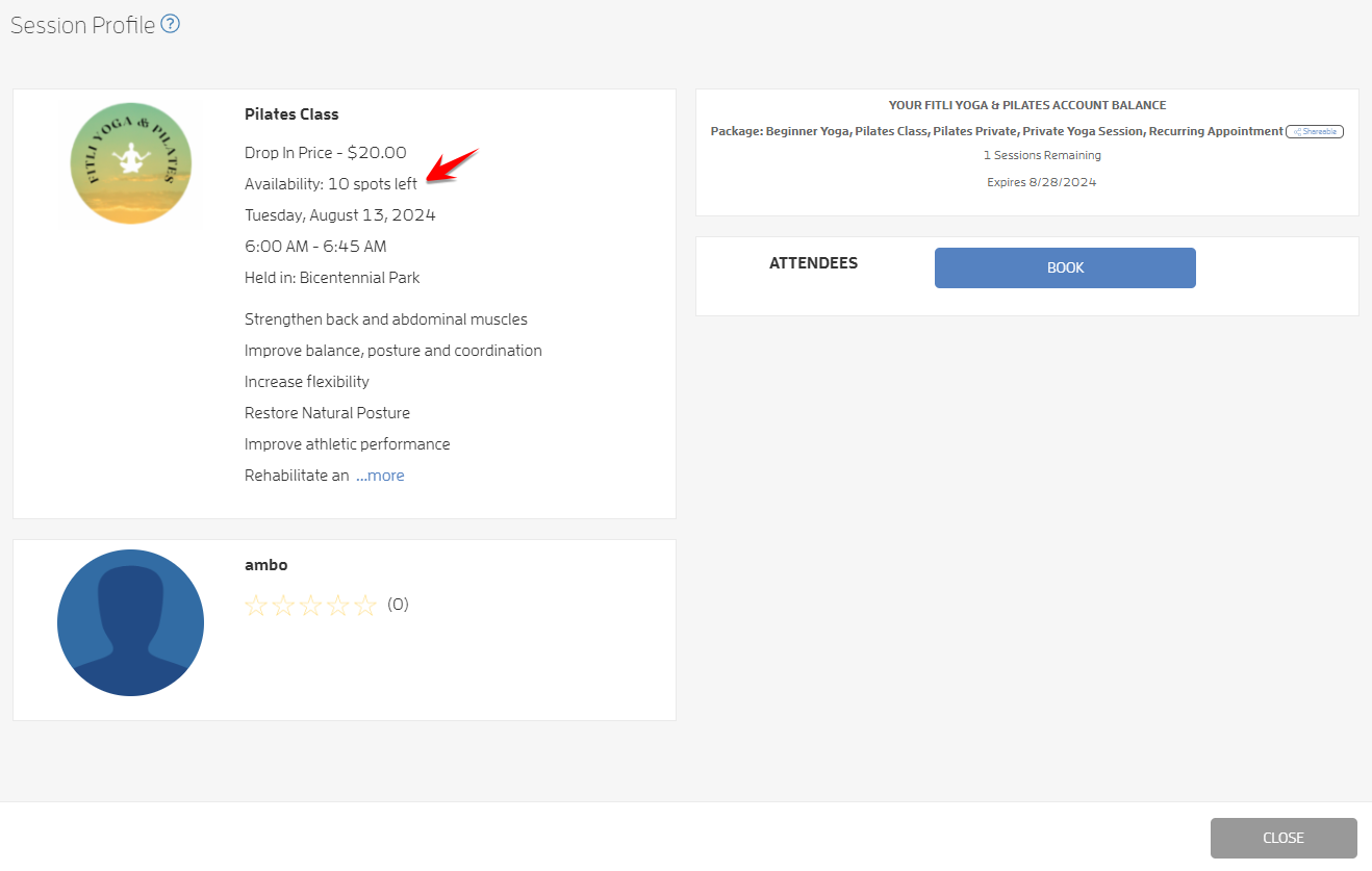 Can customers see who, or how many clients are booked in a class? — screenshot 3