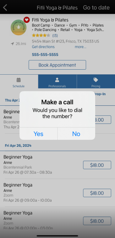 iOs App: How to contact the business? — screenshot 3