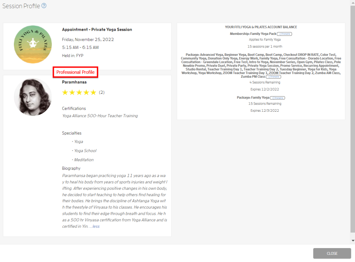 Display or Hide your Professionals' Profiles — screenshot 2