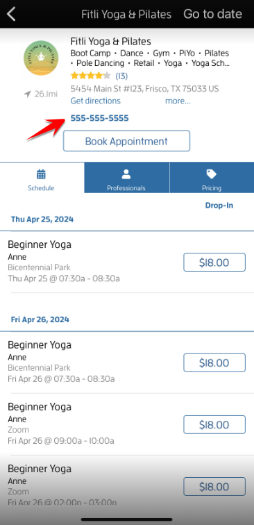 iOs App: How to contact the business? — screenshot 10