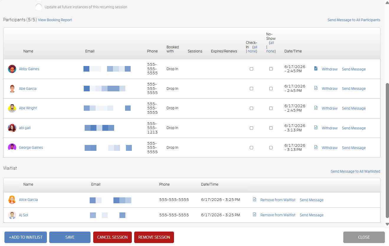 Reduce the Capacity of the Class Below its Current Number of Participants — screenshot 2