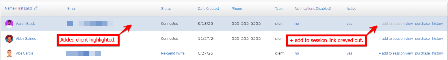 Booking Multiple Clients in a Class — screenshot 2