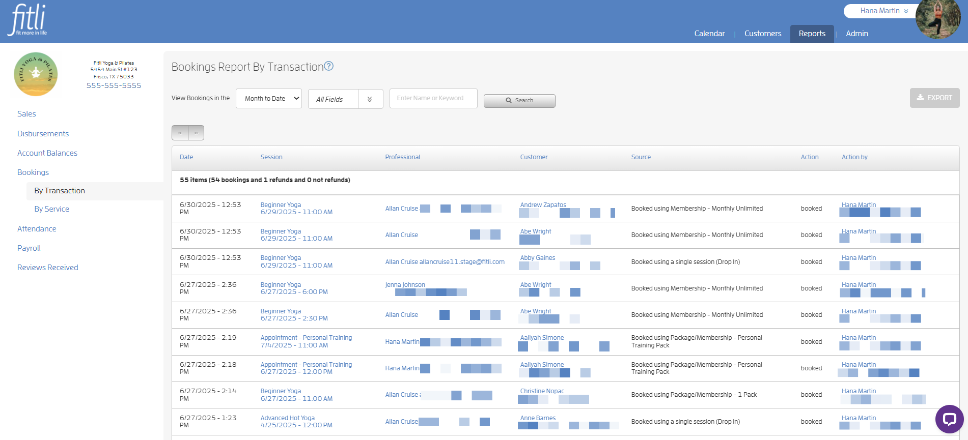View Bookings Report for a Single Session — screenshot 8