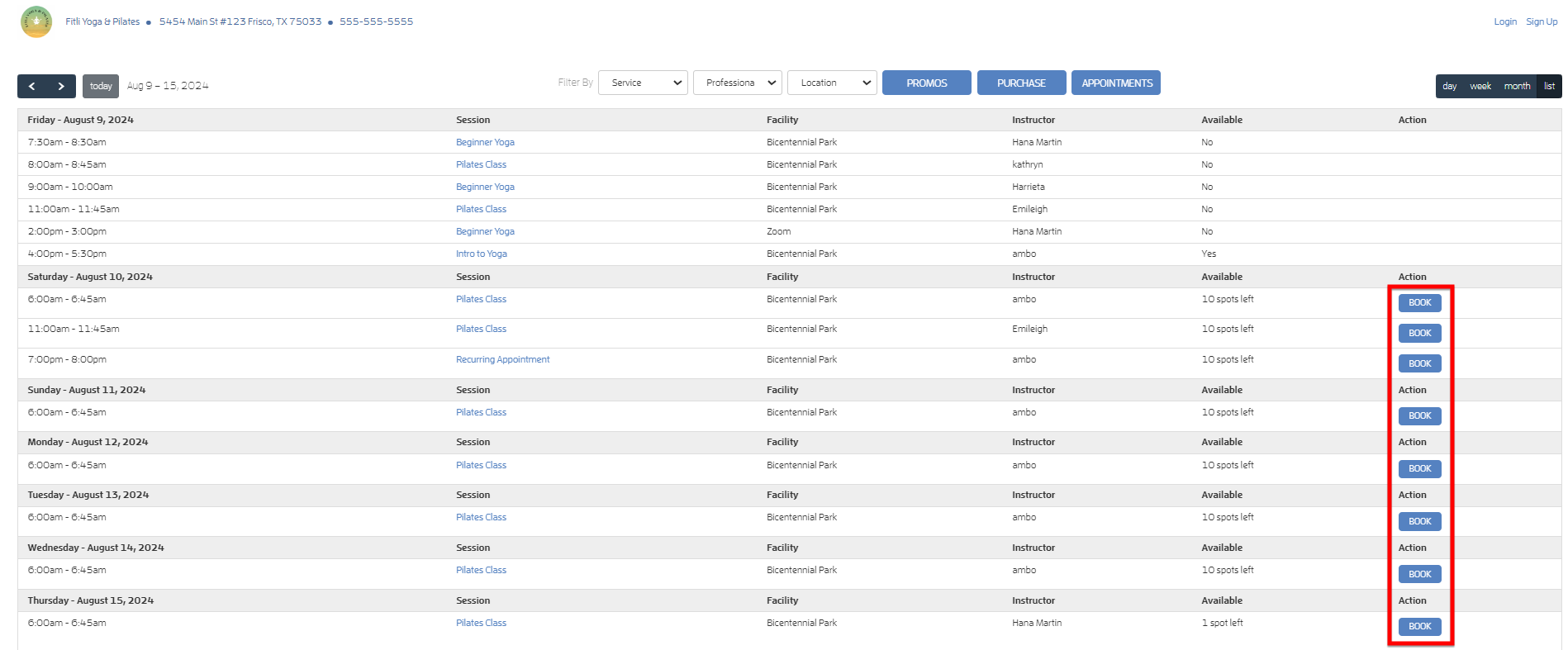 Calendar/Schedule List View — screenshot 4