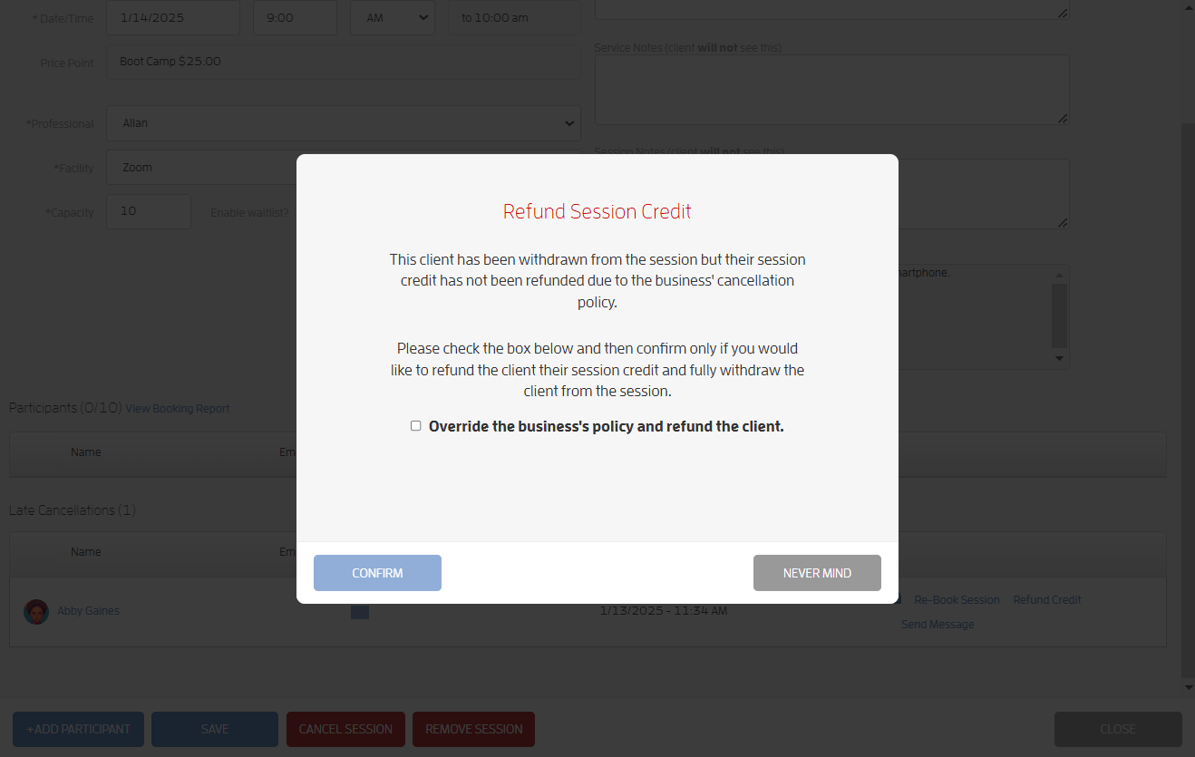 What Options are there to Handle Late Cancellations? — screenshot 16