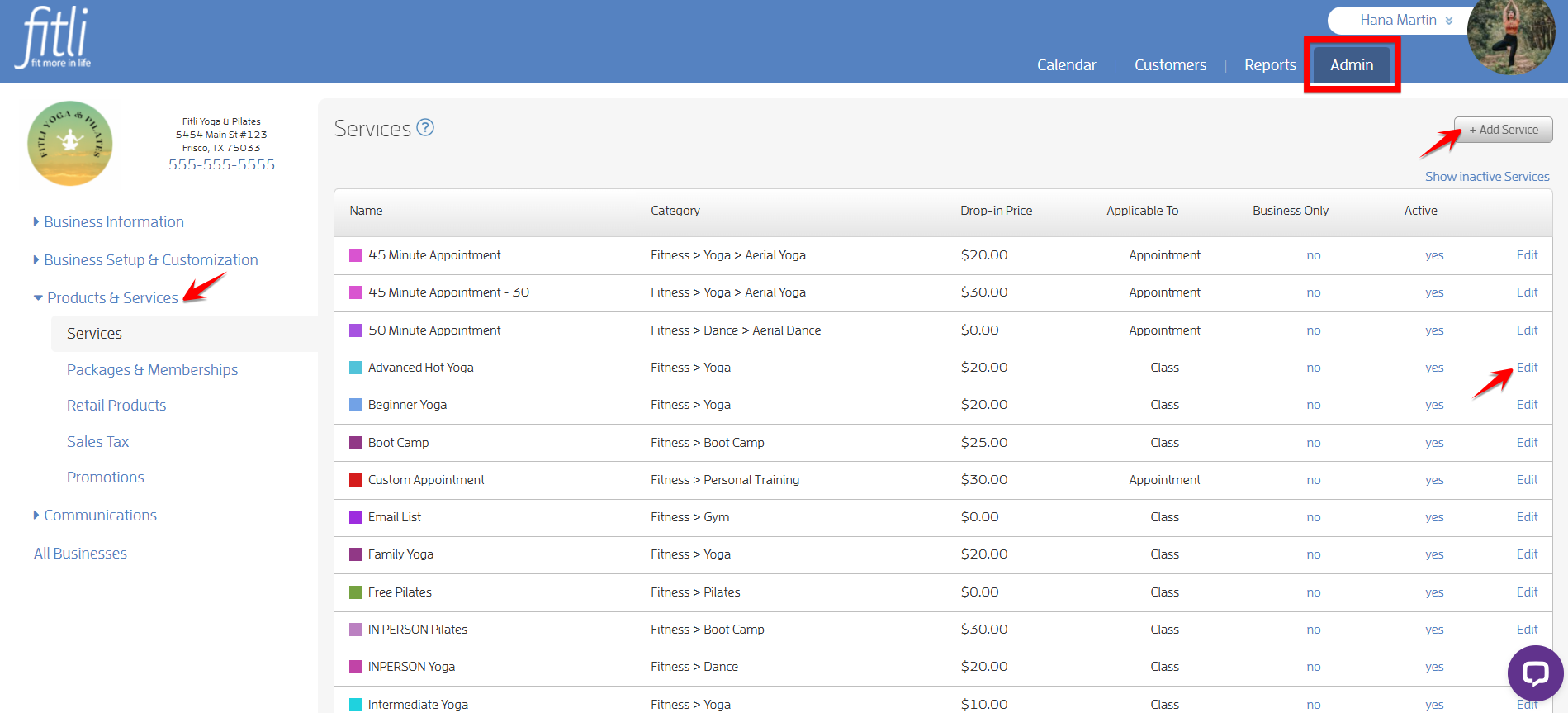 How to 'hide' a session or class on your Business Calendar — screenshot 1