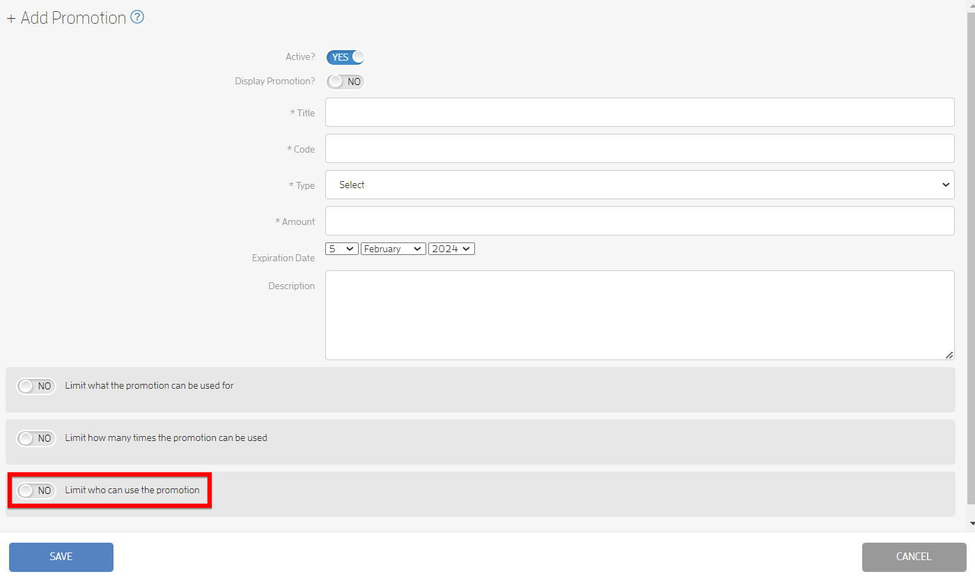 Promotions - Include or Exclude Clients — screenshot 2