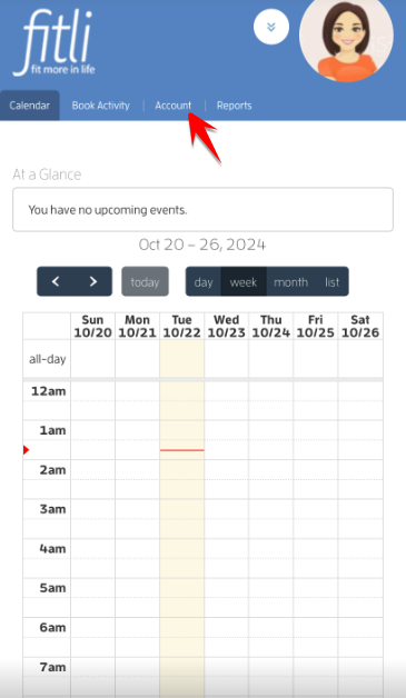 Mobile version: How to change your password within the Fitli site — screenshot 1
