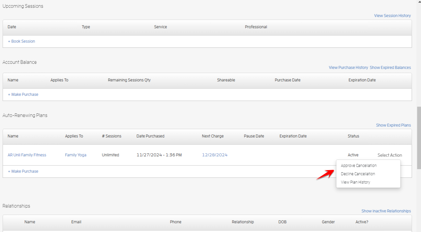 Allow your Clients to Cancel their Auto-Renewing Package/Membership — screenshot 8
