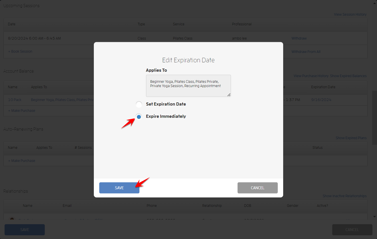 Session Adjustments and Expiration Dates — screenshot 7