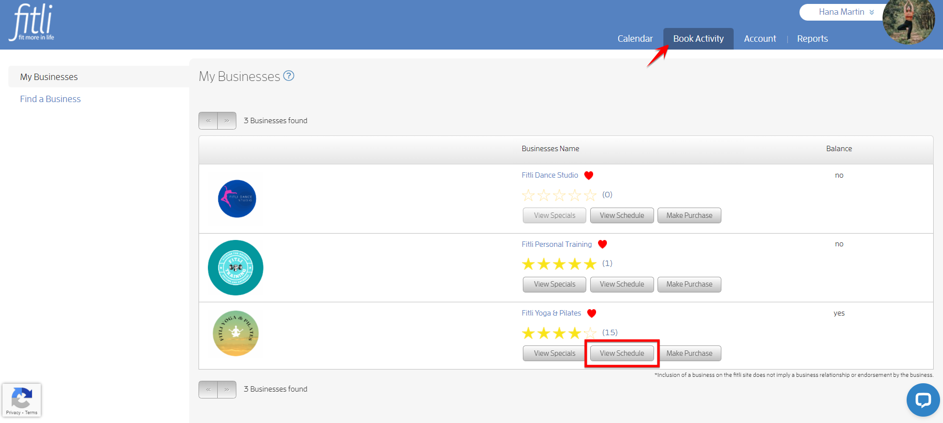 How to view your public class schedule as a client? — screenshot 2