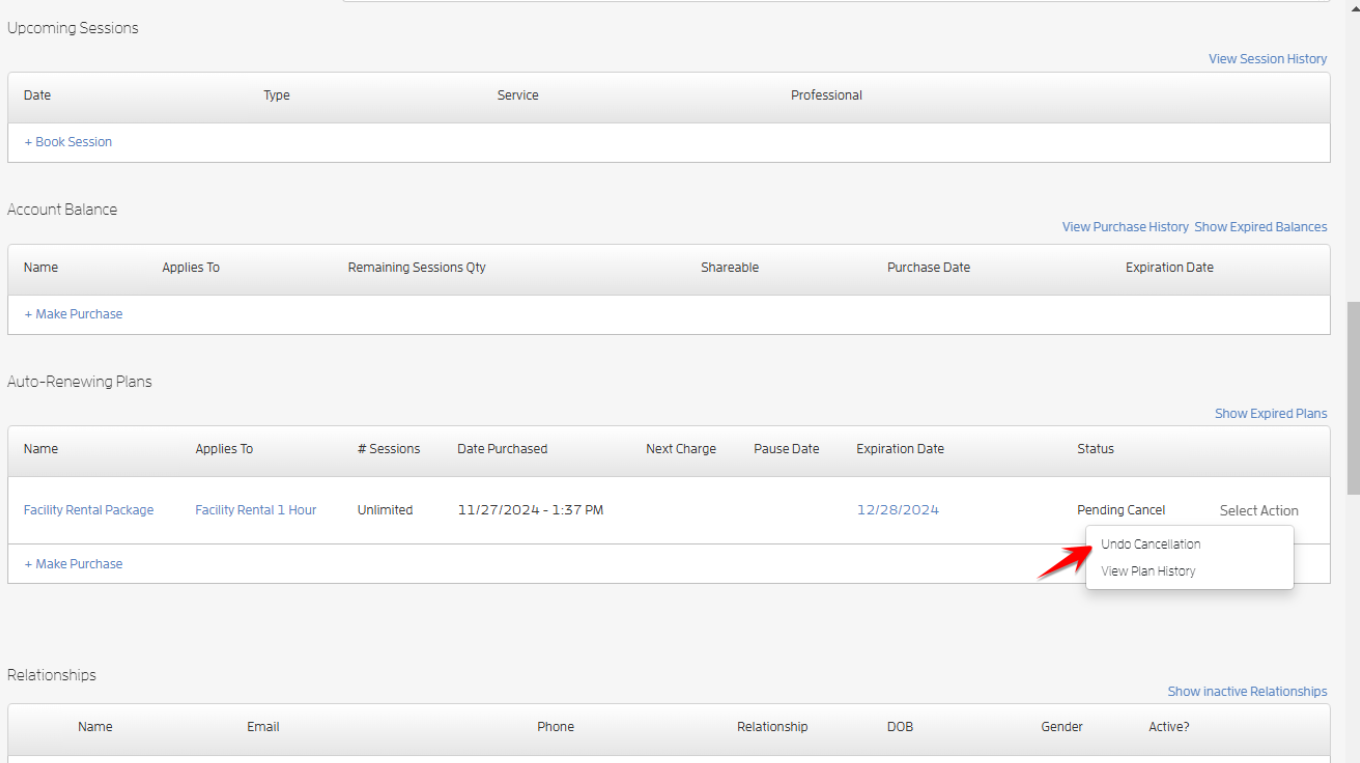 Allow your Clients to Cancel their Auto-Renewing Package/Membership — screenshot 24