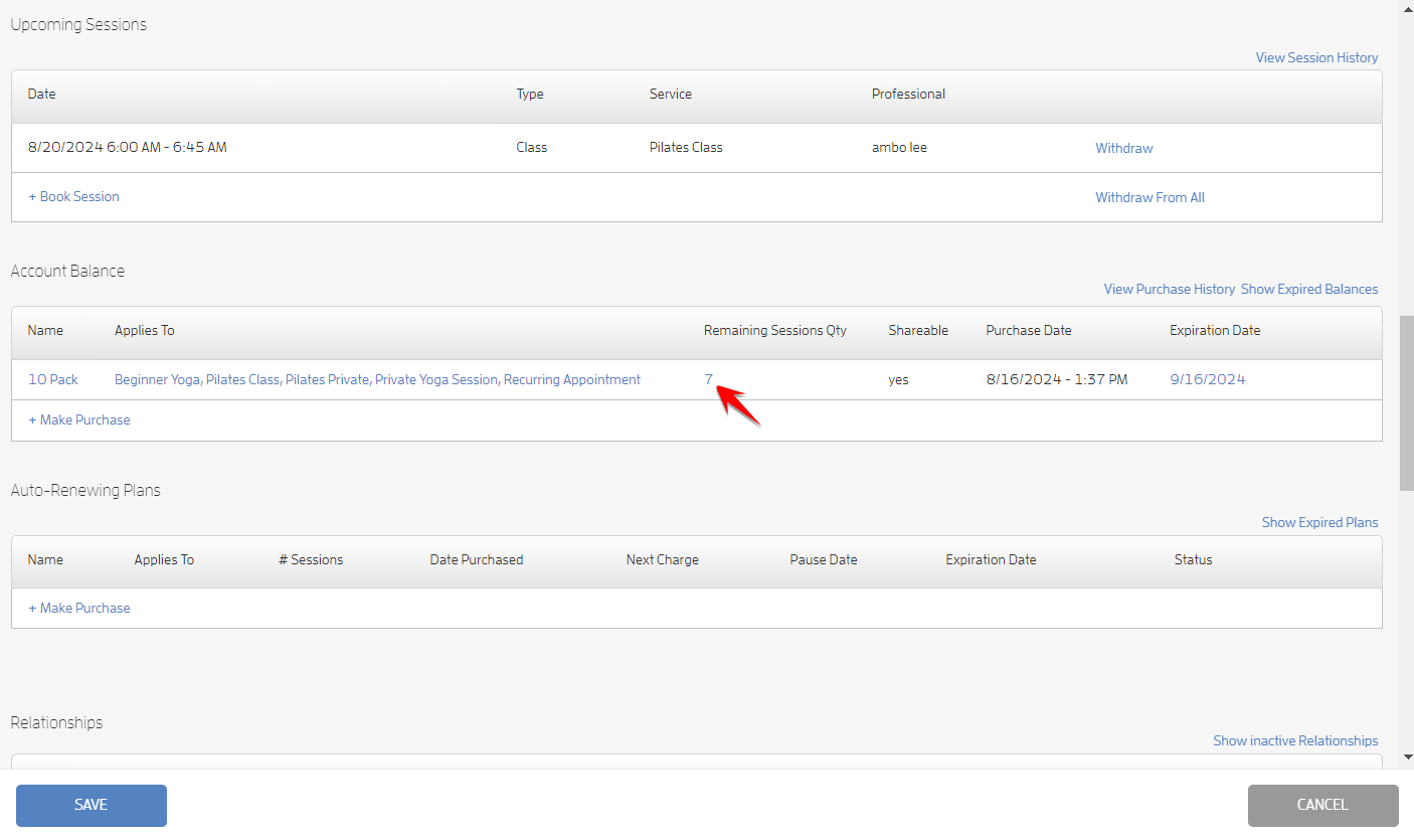 Session Adjustments and Expiration Dates — screenshot 2