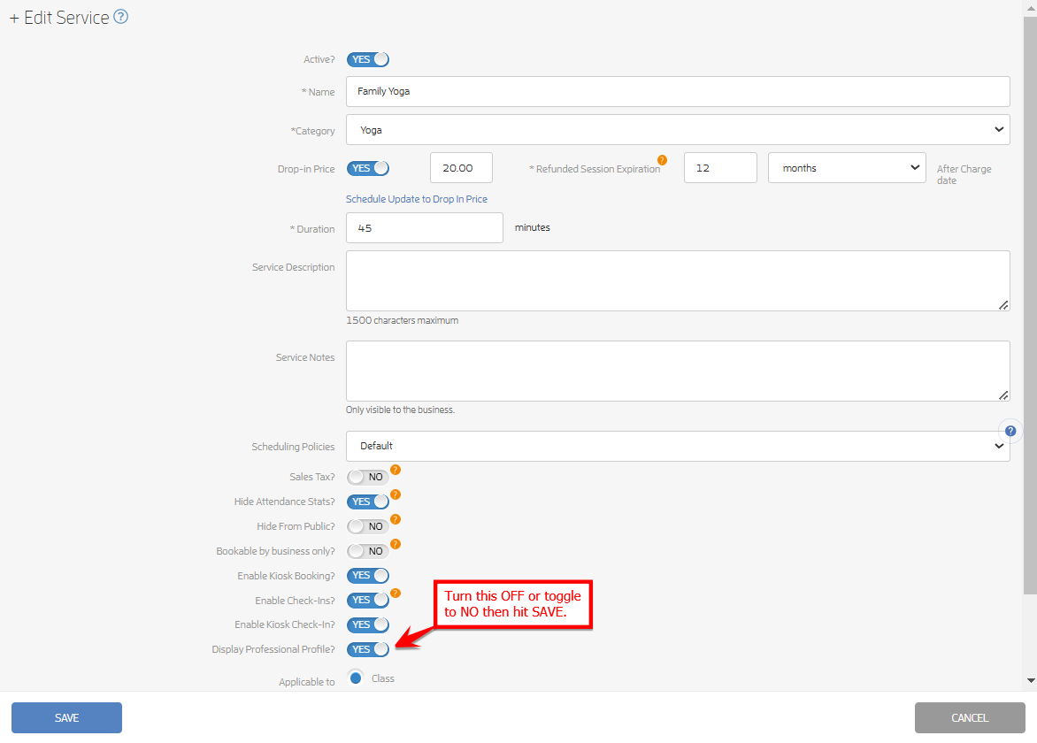 Display or Hide your Professionals' Profiles — screenshot 4