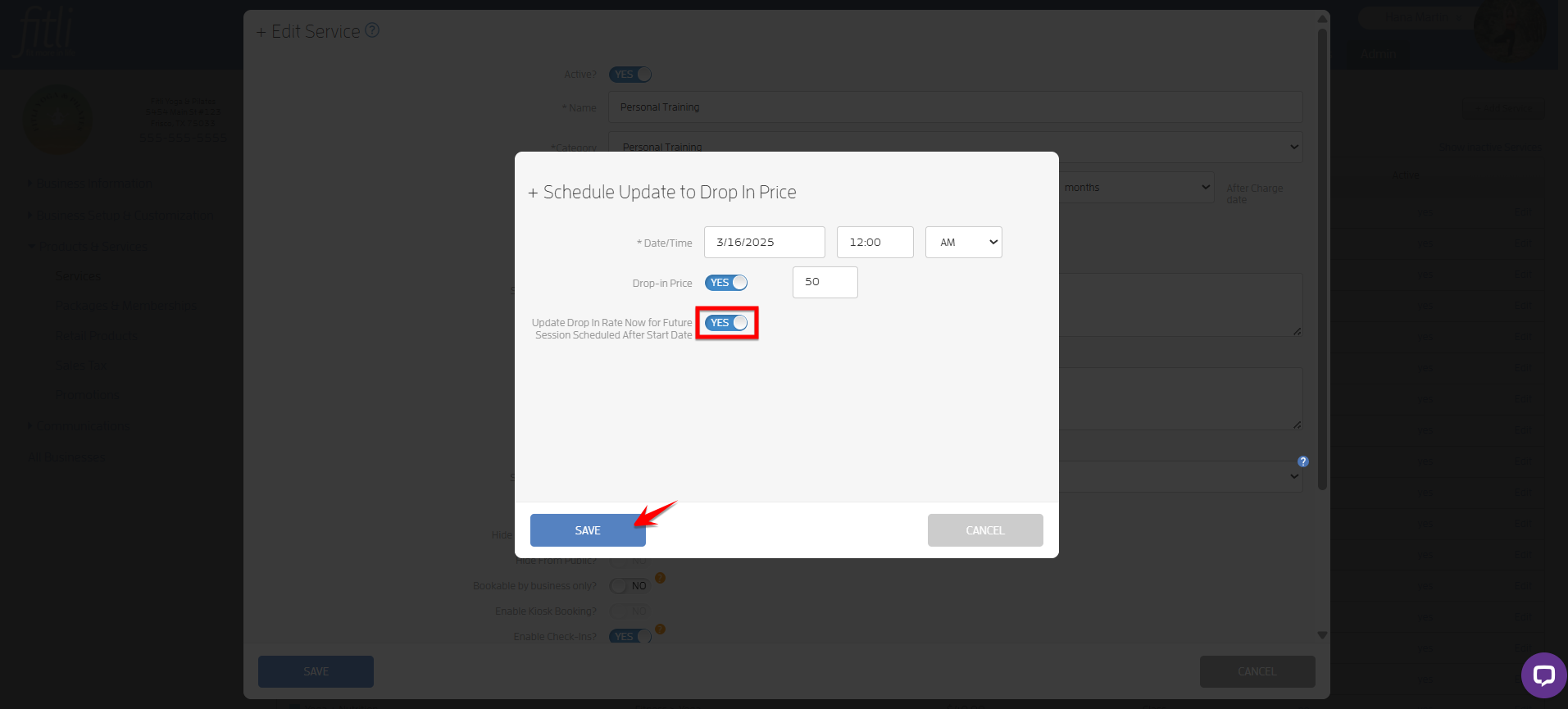 How to Schedule a Change in Drop-in Price? — screenshot 15