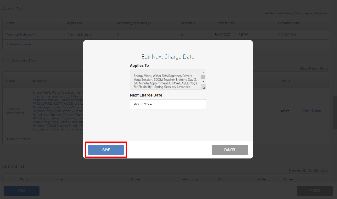 Set Client Renewal or Charge Date — screenshot 5