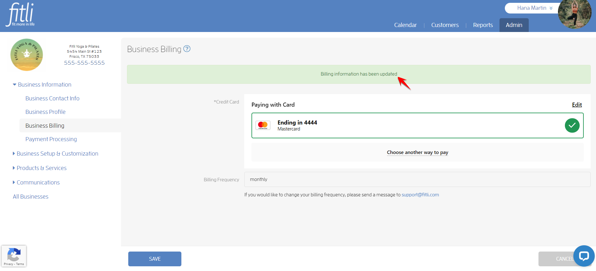 How do I update my business credit card on file with Fitli? — screenshot 10