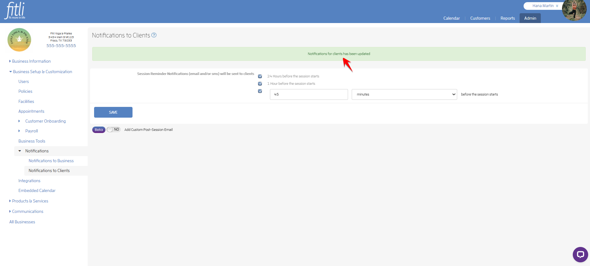 Notifications to Clients: Ability to Control Notifications Reminders — screenshot 6
