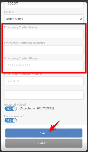 Mobile version: Adding/Updating Emergency Contact Information — screenshot 11