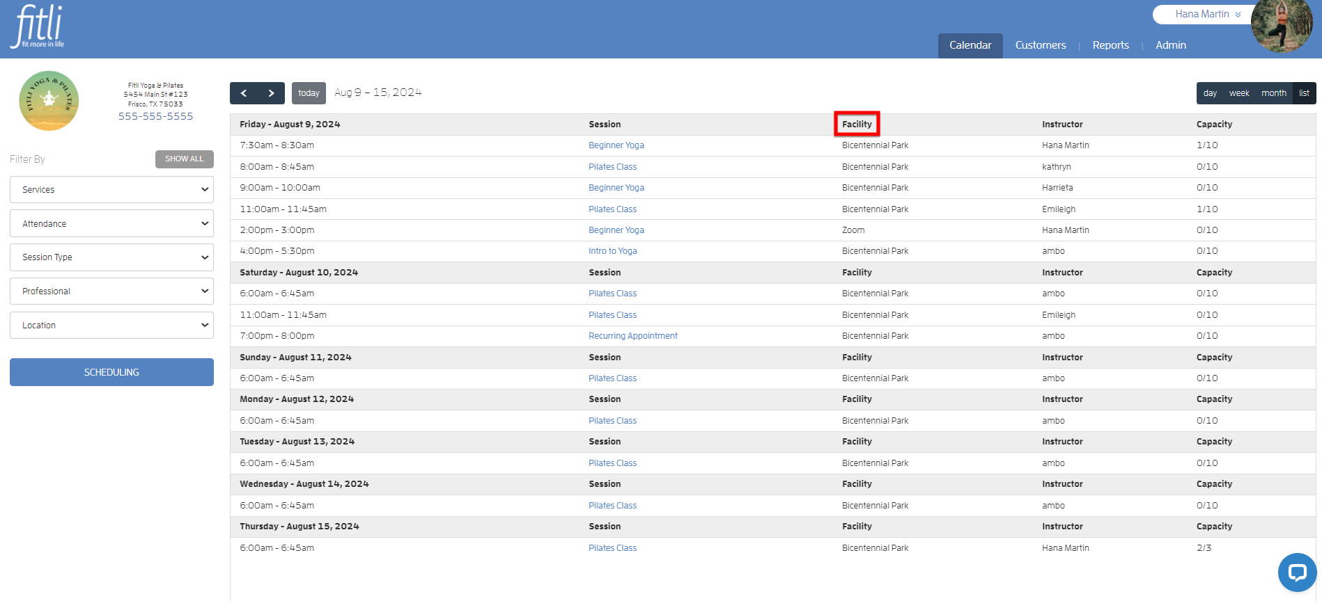 Calendar/Schedule List View — screenshot 2