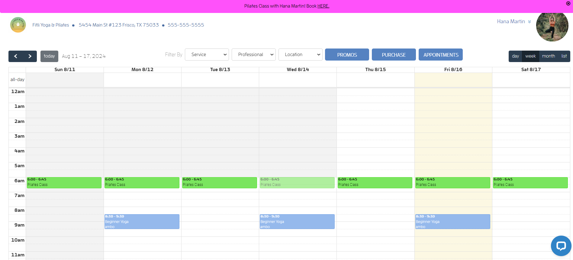 How to view your public class schedule as a client? — screenshot 3