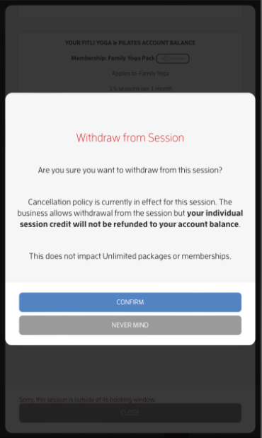 Mobile version: How do I cancel or unbook a class? — screenshot 11