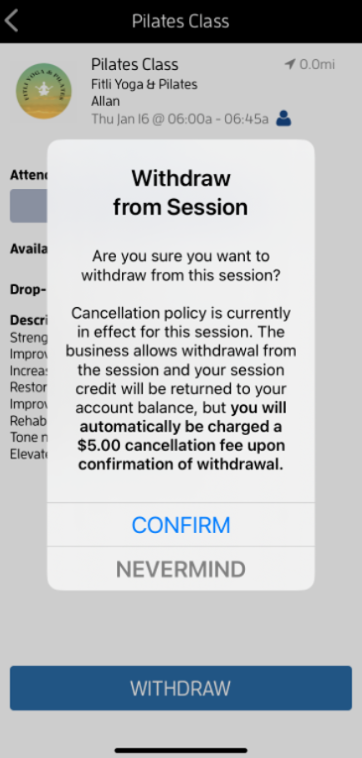 iOs App: How do I cancel or unbook a class? — screenshot 7