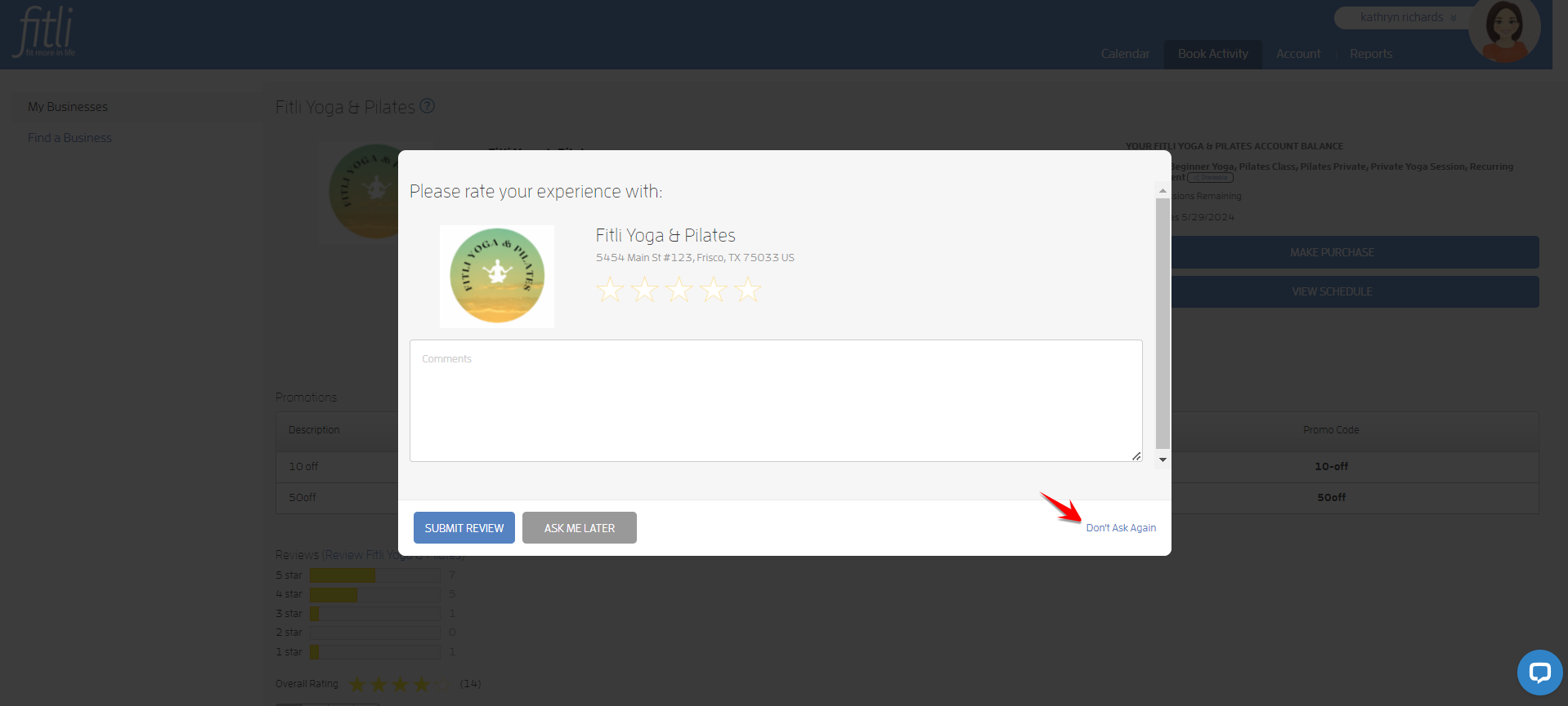 Reviews Option - Don't ask Again! — screenshot 1