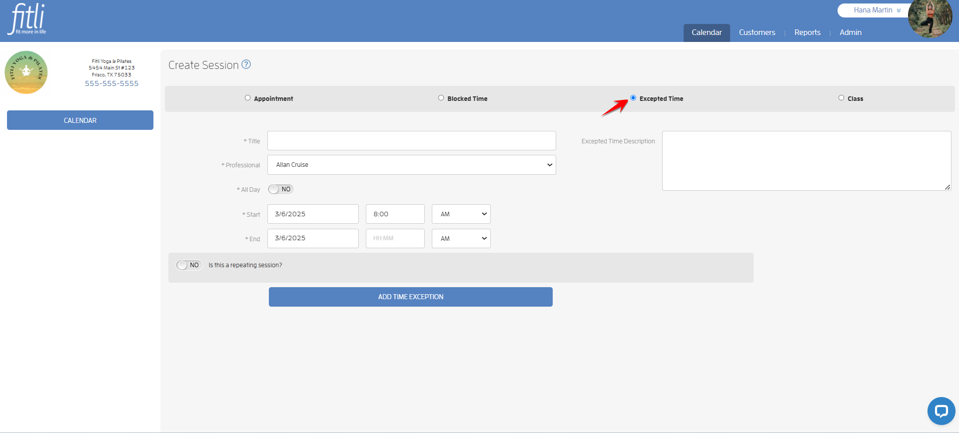 How to Add Appointments, Blocked Times, Excepted Times or Classes to your Business Calendar? — screenshot 5