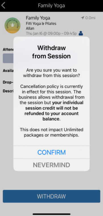 iOs App: How do I cancel or unbook a class? — screenshot 8
