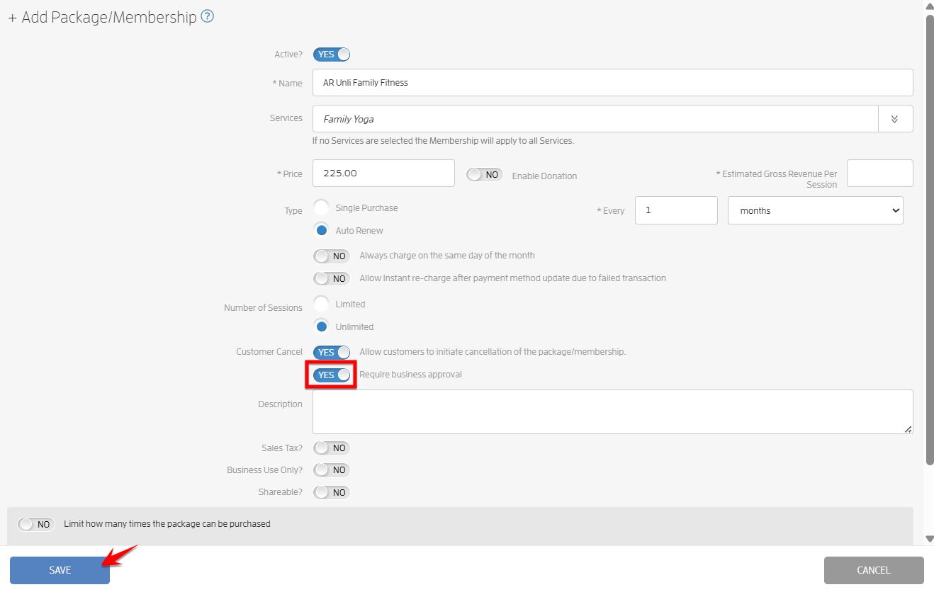 Allow your Clients to Cancel their Auto-Renewing Package/Membership — screenshot 5