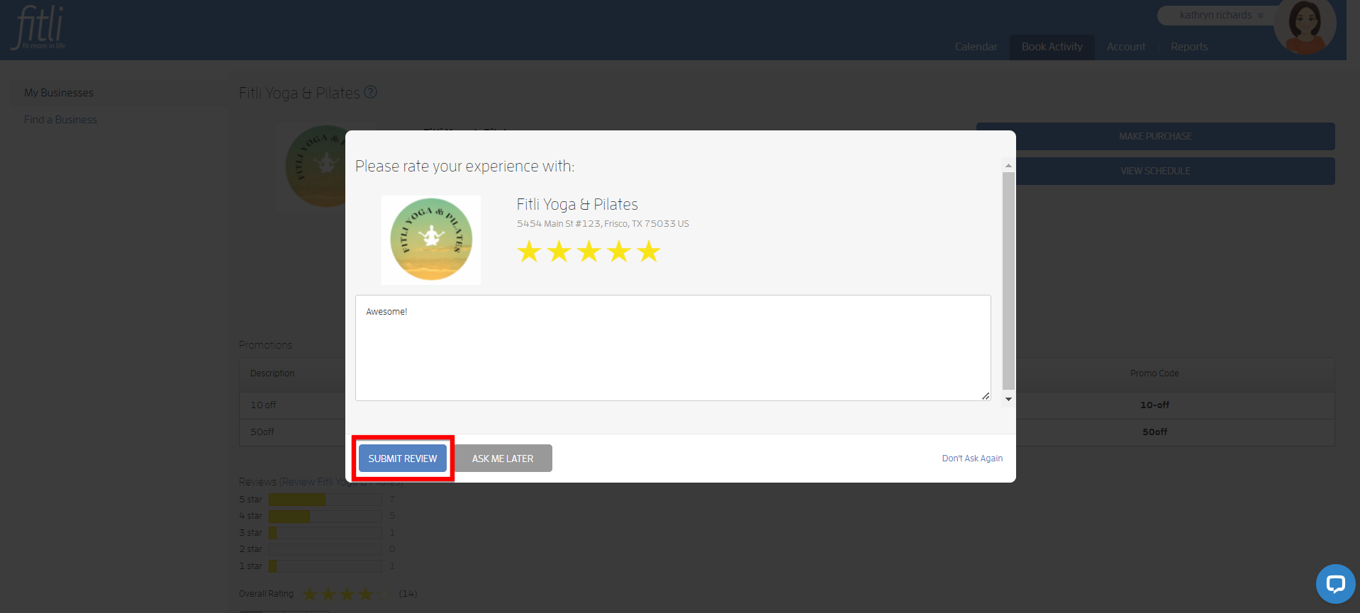 How Can I Leave a Review for a Business/Instructor? — screenshot 2