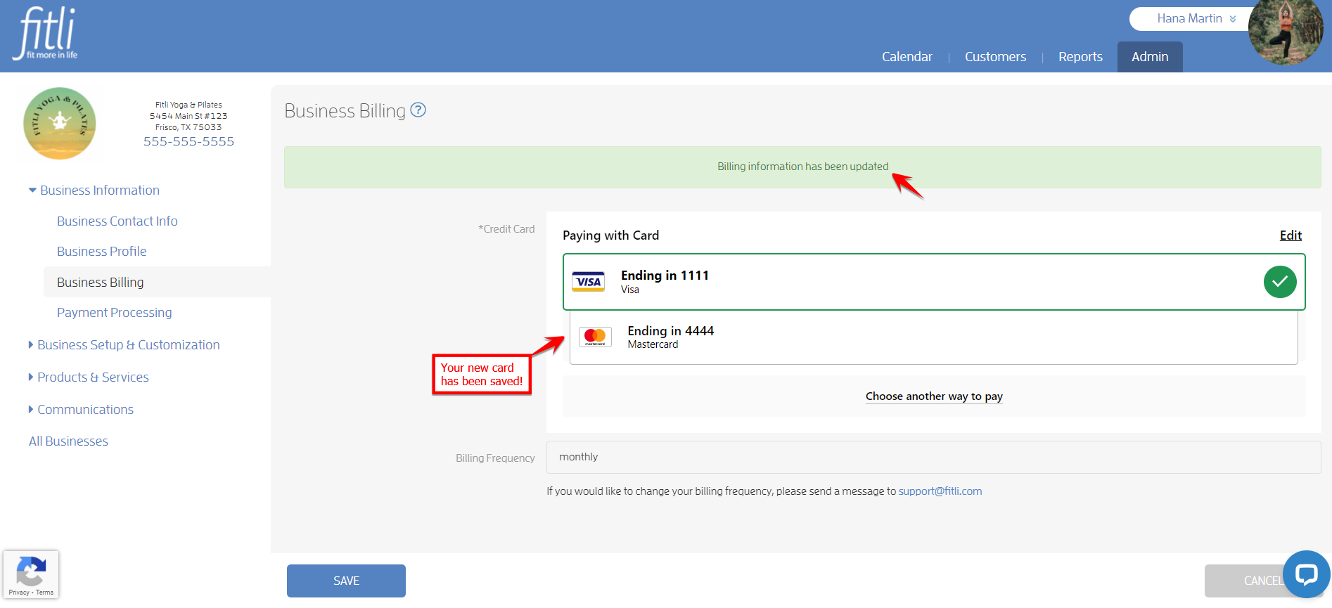 How do I update my business credit card on file with Fitli? — screenshot 5