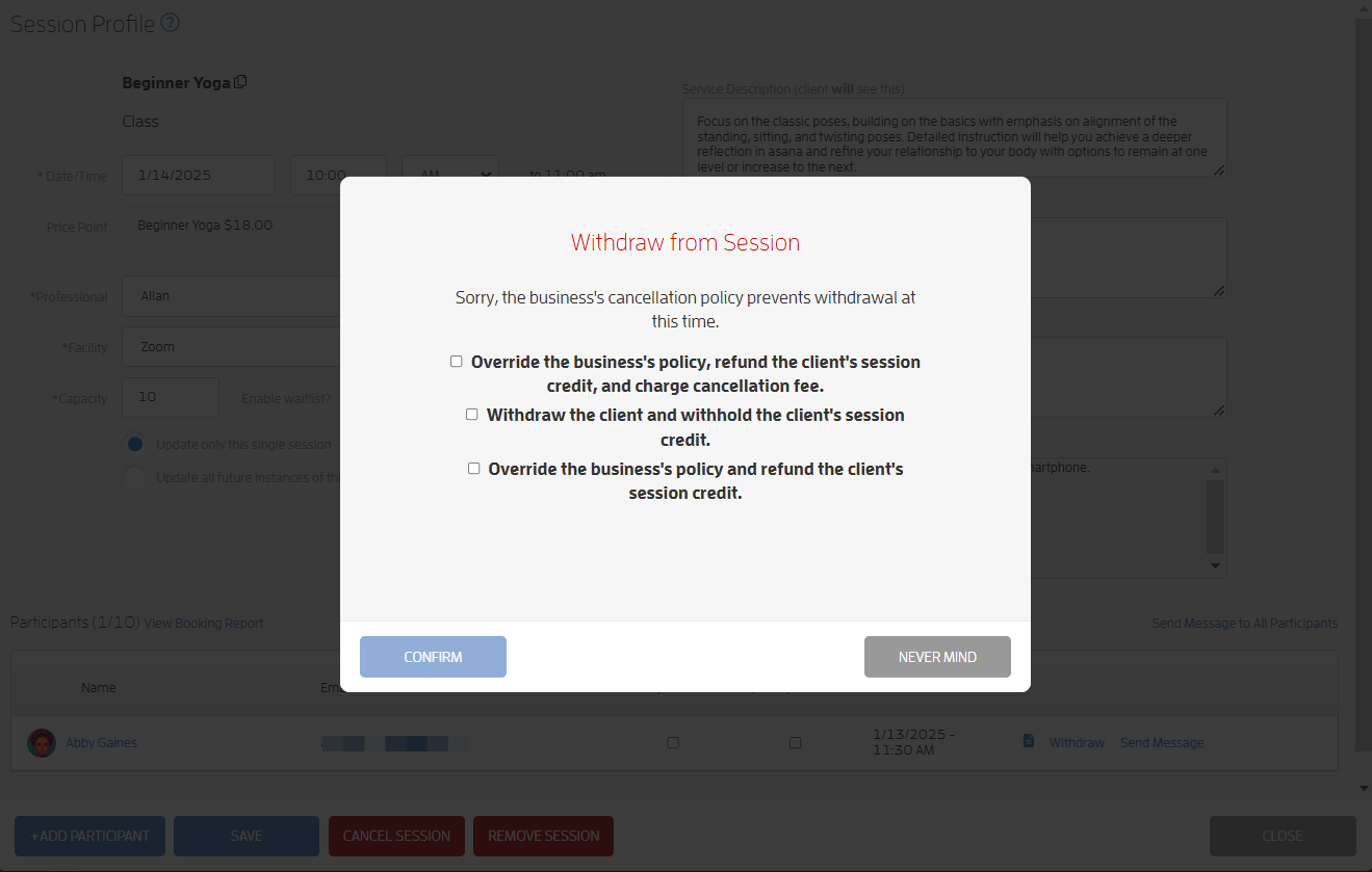 What Options are there to Handle Late Cancellations? — screenshot 11