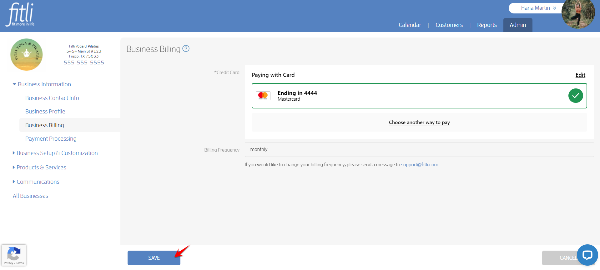 How do I update my business credit card on file with Fitli? — screenshot 9