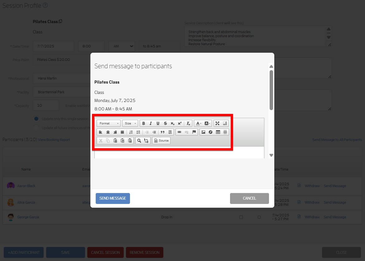 Can I send emails or messages to my clients and customers? — screenshot 2