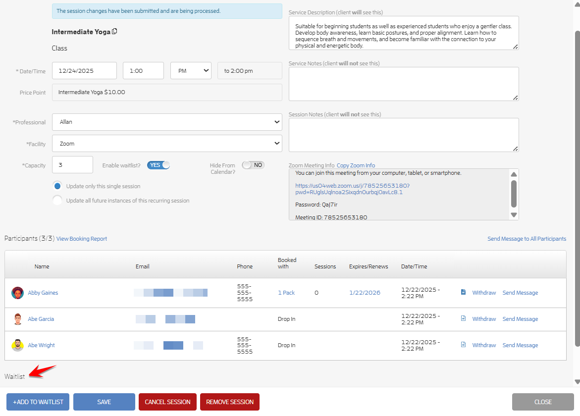 Waitlist for Classes — screenshot 4