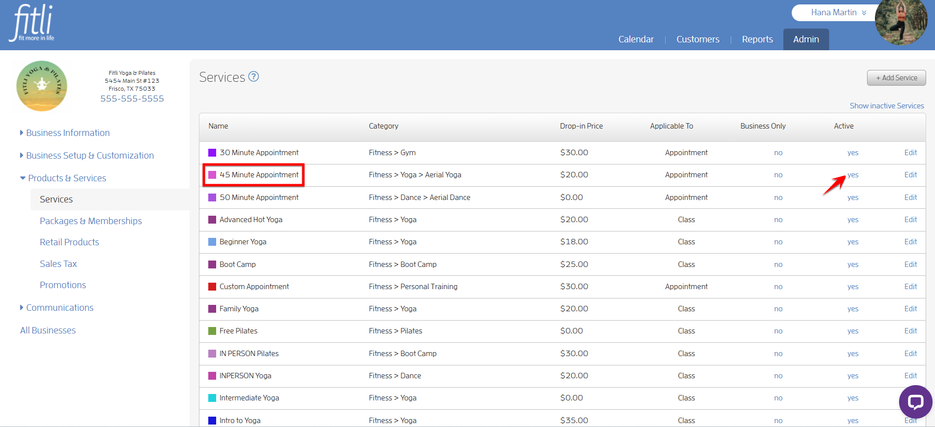 How to de-activate / re-activate a service — screenshot 3