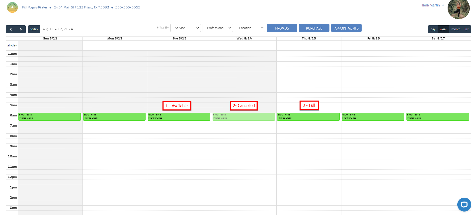 Can customers see who, or how many clients are booked in a class? — screenshot 2