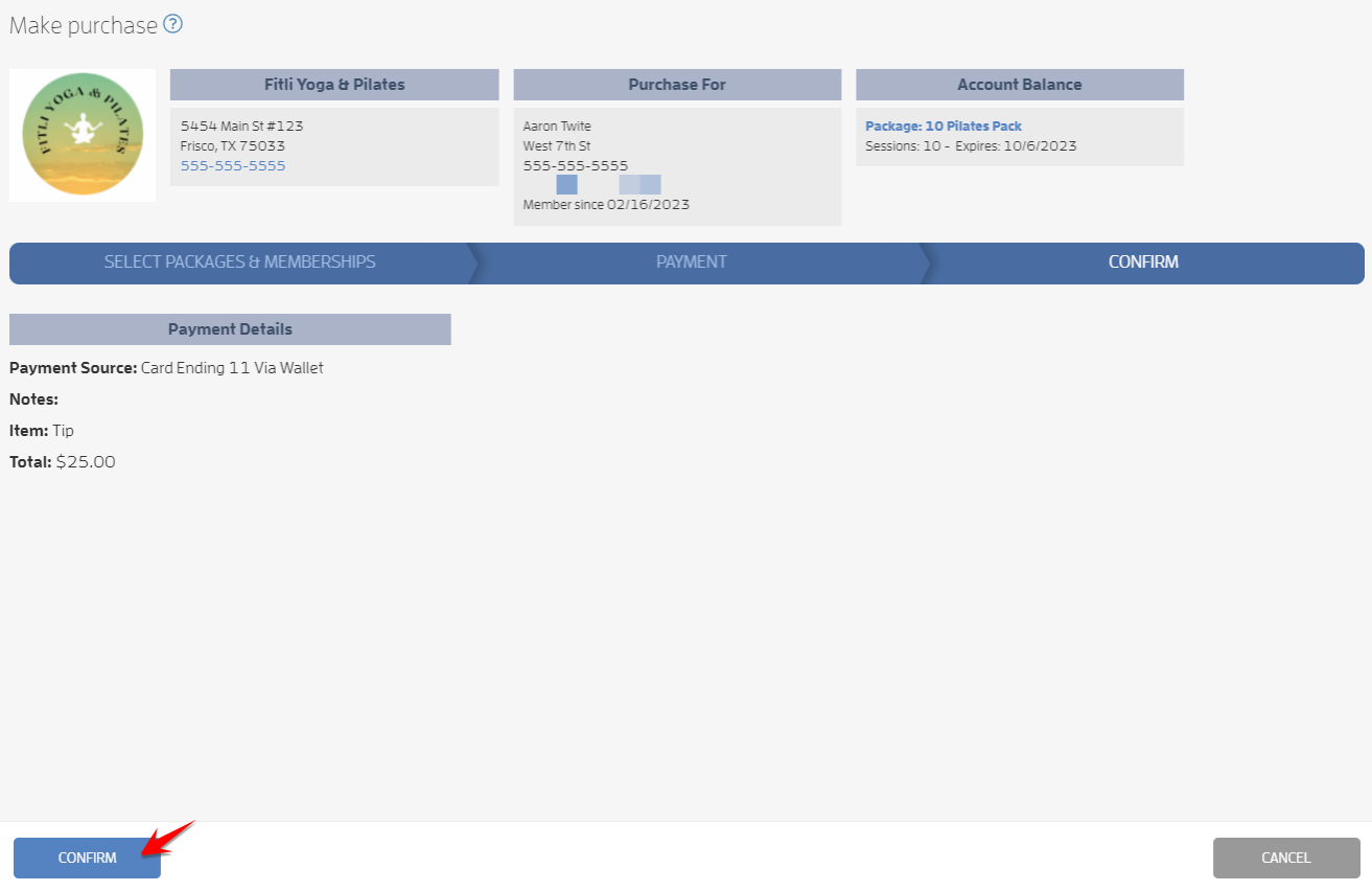 How can I charge a tip for a client's visit? — screenshot 7