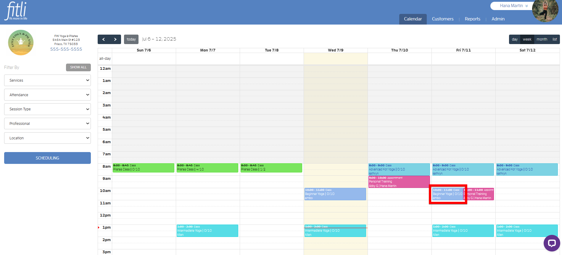 How to 'hide' a session or class on your Business Calendar — screenshot 12