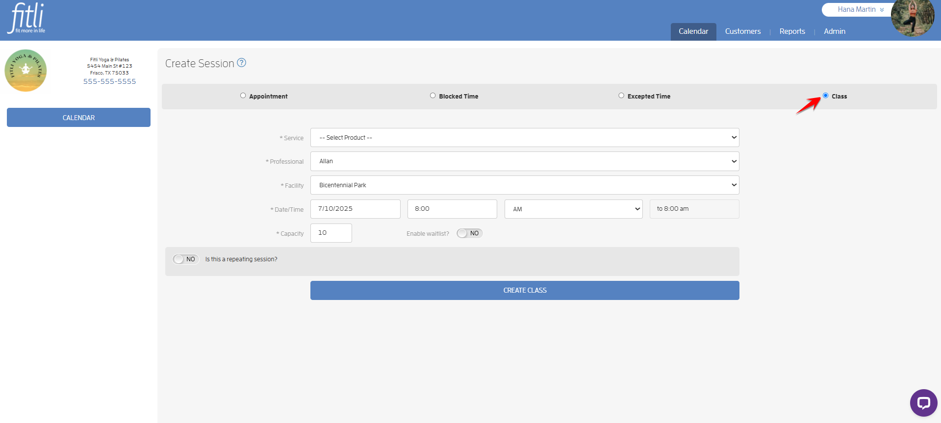 How to 'hide' a session or class on your Business Calendar — screenshot 4
