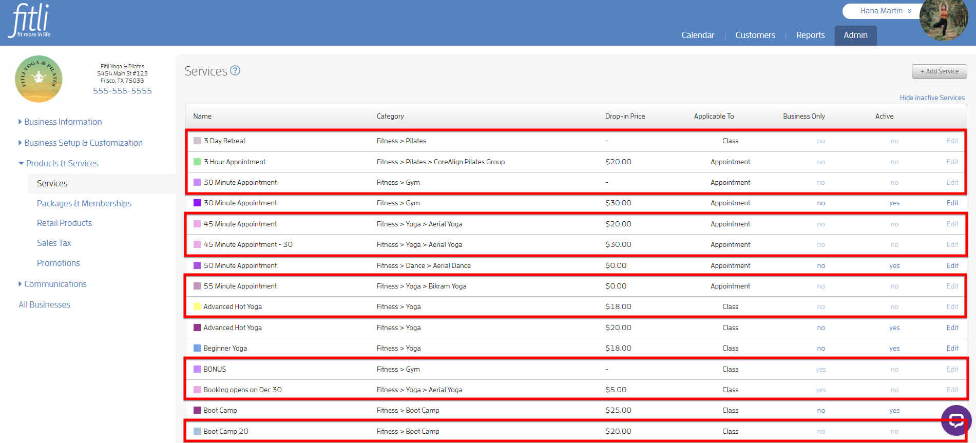 How to de-activate / re-activate a service — screenshot 9